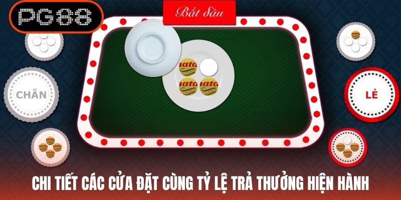 Chi tiết các cửa đặt cùng tỷ lệ trả thưởng hiện hành